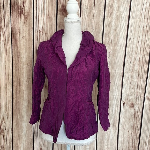 Peck & Peck Jackets & Blazers - Peck & Peck NWT “Grape Juice” Purple Open Front Nylon Jacket - Size 4
